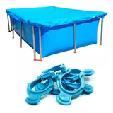 Funda Cubre Pileta 2.80 X 1,80 Mts + Ganchos Sujetadores X12
