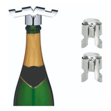 Kit 2 Tampa Champagne Espumante Em Inox Preserva Gás E Sabor