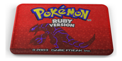 Tapete Pokémon Versión Ruby Fondo Rojo Baño Lavable 40x60cm