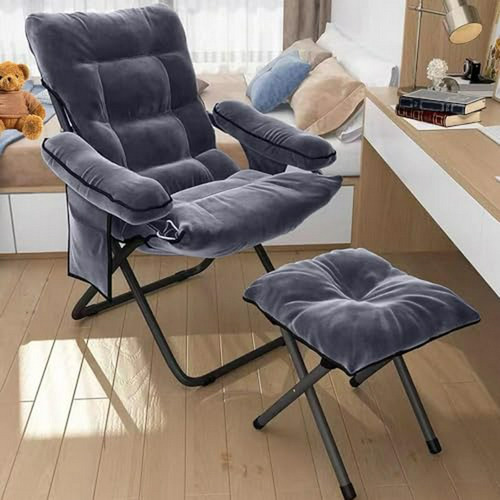 Silla Lazy Con Otomano Plegable De Aluminio Reclinable Con R