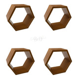 Nicho Colmeia Hexagonal 4 Peças Mdf 15mm Brancotx Decoração