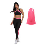 Kit Conjunto Fitness Feminino Roupa Academia Legging Cropped