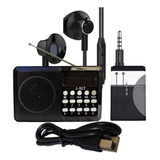 Mini Radio Digital Recarregável Fm Fone Usb Sd P2 + Brinde