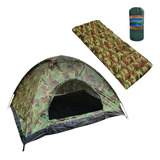 Kit Camping Barraca 6 Lugares + Colchonete Solteiro Camuflad