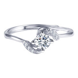 Anillo De Plata S925 Ajustable Zirconia Cúbica Mujer