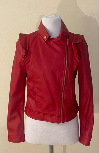 Campera Roja Eco Cuero Importada Talle 38/s