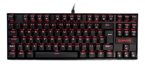 Teclado Gamer Redragon Kumara K552 Qwerty Português Brasil Cor Preto Com Luz Vermelho