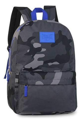 Mochila 17 PuLG Espalda Everlast 27169 - Camuflada Negra Color Azul Diseño De La Tela Liso