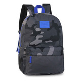 Mochila 17 PuLG Espalda Everlast 27169 - Camuflada Negra Color Azul Diseño De La Tela Liso