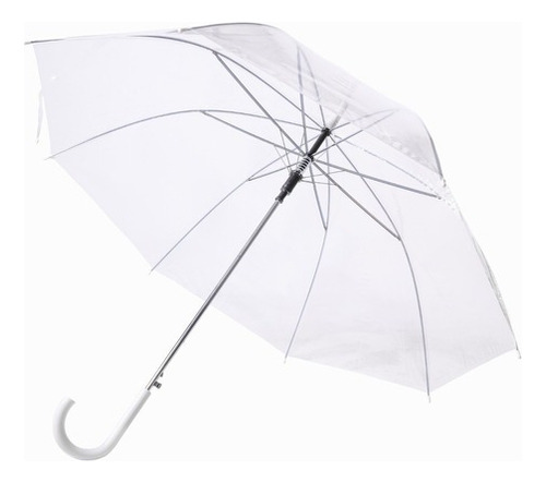 Guarda Chuva Pequeno 53cm Cabo Curvado Transparente Eventos Cor Branco Desenho Do Tecido Liso