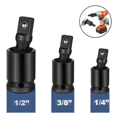 Kit 3 Juntas Universal Rotativo 1\u002F4 3\u002F8 1\u002F2 Soquete Impacto Preto | Frete grátis