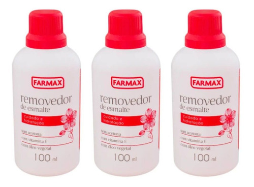 Farmax Removedor Vitamina E S/ Acetona 100ml (kit C/03)