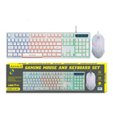 Teclado Y Mouse Blanco, Gamer Retroiluminado Cable Usb