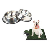 Kit X2 Bebedero 33 Cm Mas Bandeja Sanitaria Perros 3 Capas