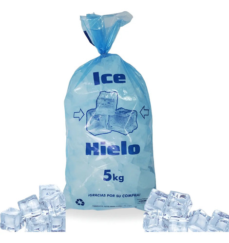 1 Kg Bolsa Para Hielo 5 Kg Azul Impresa