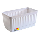 Maceta Jardinera Española Blanca Rayas Vertical 26cm 3.6l Color Blanco