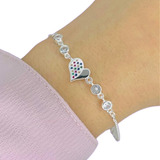 Pulsera Rolo Redondo Con Corazon Multicolor Micropave Ps 316