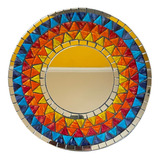 Figura Sol Con Espejo + Mosaico De Color A Mano, Deco Hogar