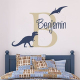 Vinil Decorativo Dinosaurio Con Nombre 1.30 Mts