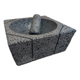 Molcajete Cuadrado 7 Pulgadas 100% Piedra Volcanica No.7  