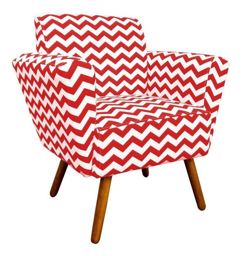 Poltrona Decorativa Dora Estampado Zig Zag Vermelho D79