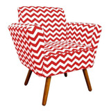 Poltrona Decorativa Dora Estampado Zig Zag Vermelho D79