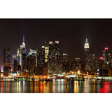 Quadro Paisagem Nova York Manhattan Cidade Vista Noturna