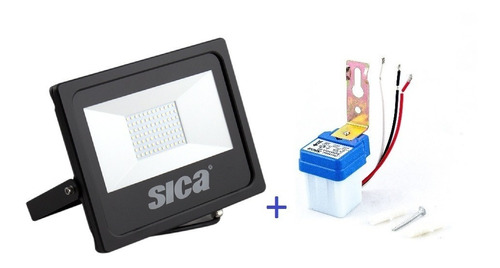 Proyector Reflector Led 100w + Fotocelula Sica Ip65 Luz Fría