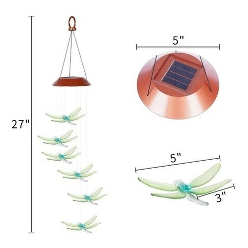 Lampara Colgante Led Solar Libelula Patios Terrazas Solar