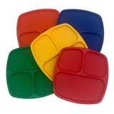 Platos De Plastico Con Divisiones Cuadrado 23cm 50pz Colores