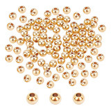 Ph Pandahall 6 Mm De 14k Cuentas Chapadas De Oro, 150 Piezas