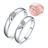 2 Anillos De Pareja De Plata 925 Corazón Compromiso Boda