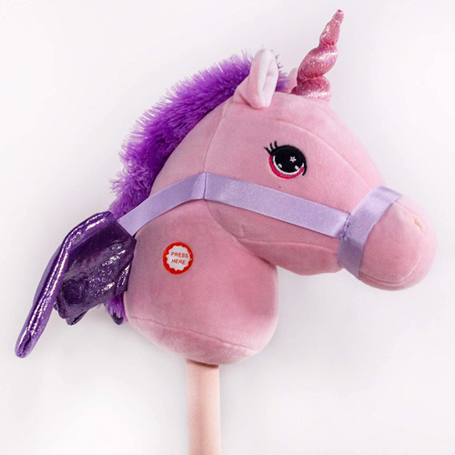 Caballo De Palo De Unicornio Rosa Con   De Sonido