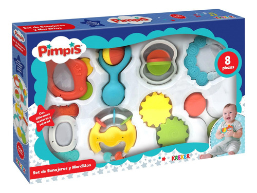  Set De 8 Sonajeros + Mordillos Pimpis - Juego Bebes Regalo