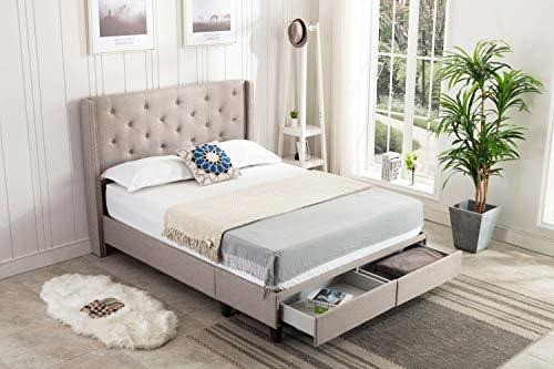 Cama De Plataforma Con Cajones Home Life, Gris