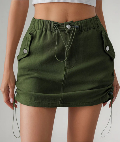 Falda En V Para Mujer, Vaquera, Ropa De Trabajo, Bolsillo, C