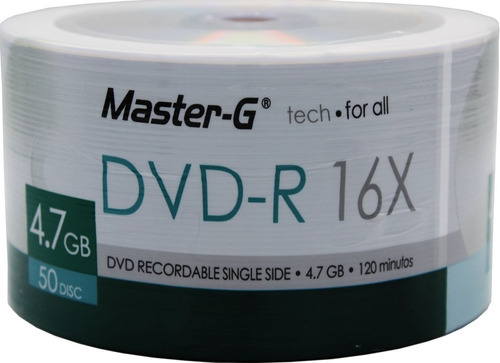 Dvd Virgen Master-g Dvd-r 4.7gb 16x Bulk 50 Unidades