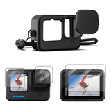 Kit Funda Silicon + Cristal Templado Correa Gopro 9 10 11