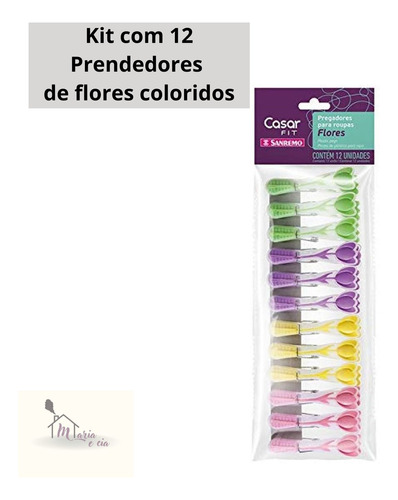 Pregadores De Roupa Kit12 Prendedor Flores Plástico Sanremo