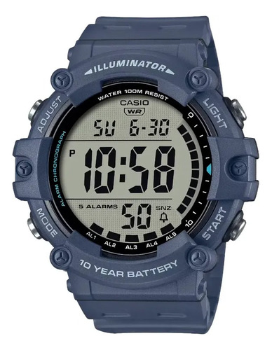 Reloj Casio Illuminator Digital Ae-1500wh-2av E-watch Color De La Correa Azul