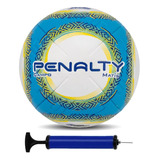 Bola Campo Penalty Matis + Bomba De Ar Cor Branco/azul/amarelo