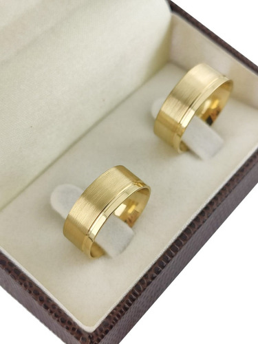 Aliança Casamento Quadrada Ouro 18k 7mm 14 Gramas