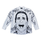 Camisa American Psycho Intervenida Tribal Pintada Caustico