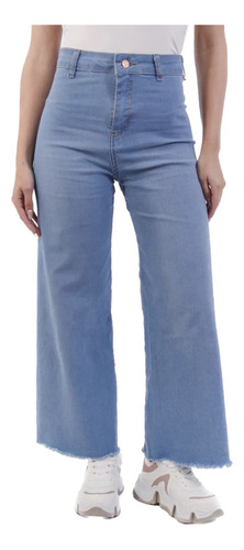 Pantalon Jeans Wide Leg Mujer Elastizados Calce Perfecto