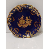 Plato Limoges Imperial Real Gold Con Soporte Escena Azul Cob