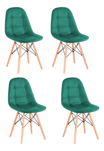 Kit 4 Cadeiras Charles Eames Velvet Estofada Veludo 