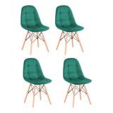 Kit 4 Cadeiras Charles Eames Velvet Estofada Veludo 