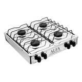 Estufa Parrilla 4 Quemadores De Gas Acero Inox Alfa Est-313a