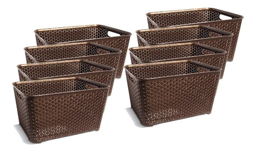 Canastos Organizador Plastico Rattan Mediano Colombraro X 8