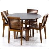 Mesa De Jantar Preta Lara Premium 120cm + 4 Cadeiras Isabela